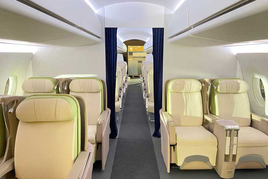 decor cabine d'avion première classe