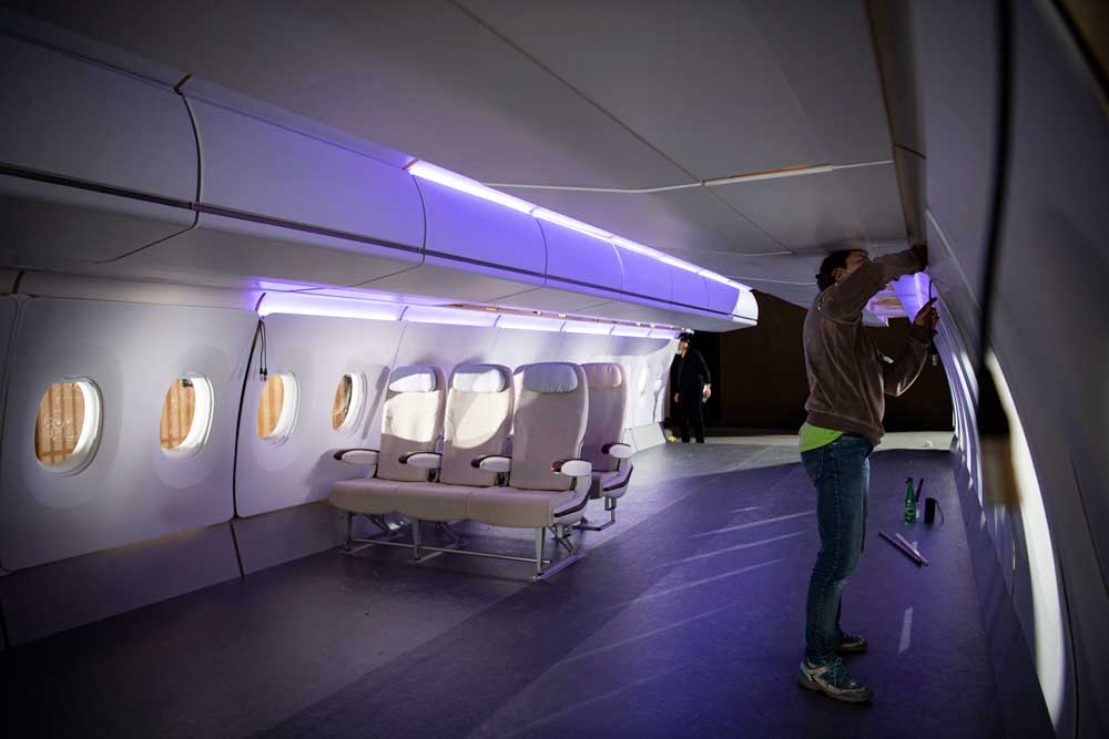 Installation of the first rows of seats