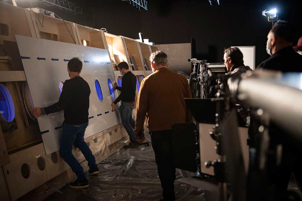 installation of the outdoor unit for shot filmed through the window