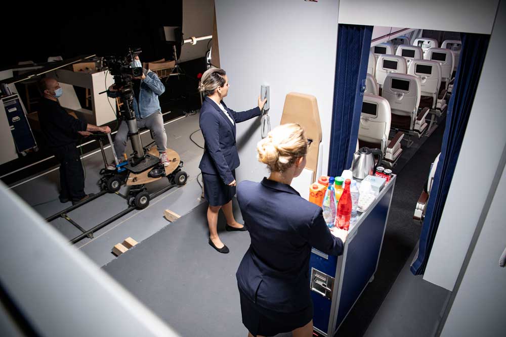 Convertible airplane interior top shot