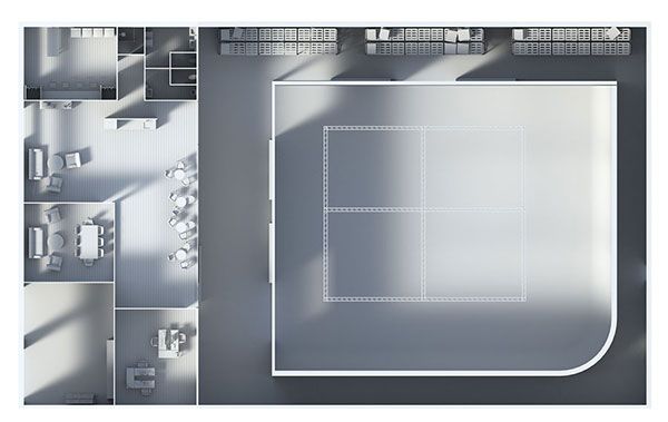 Soundproof film set plan Le Grand Set seen from above